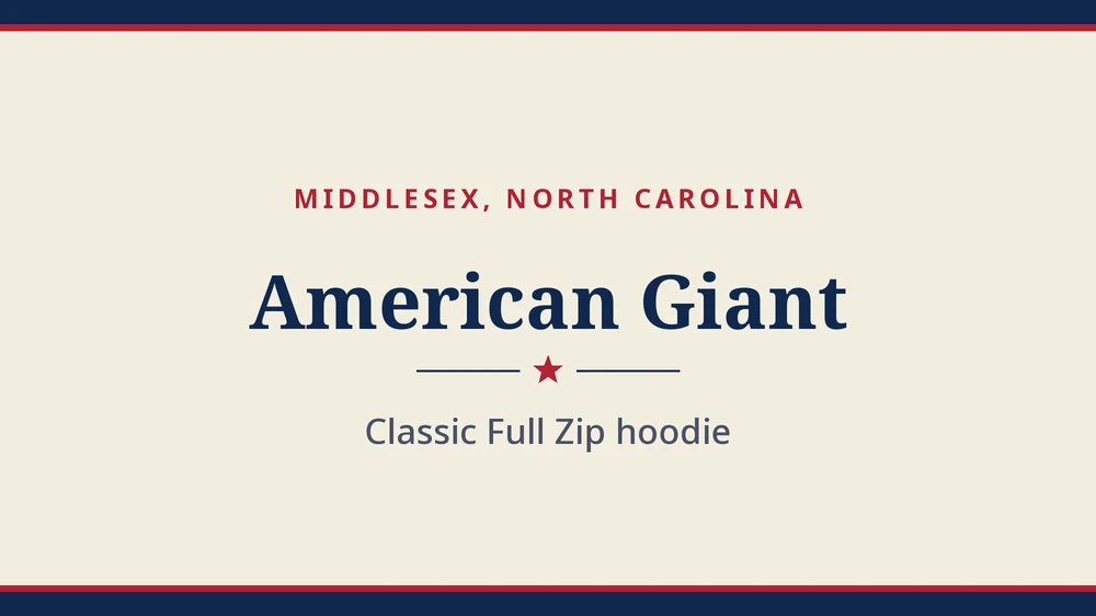 Title card: American Giant, Middlesex, North Carolina (no product photo yet)