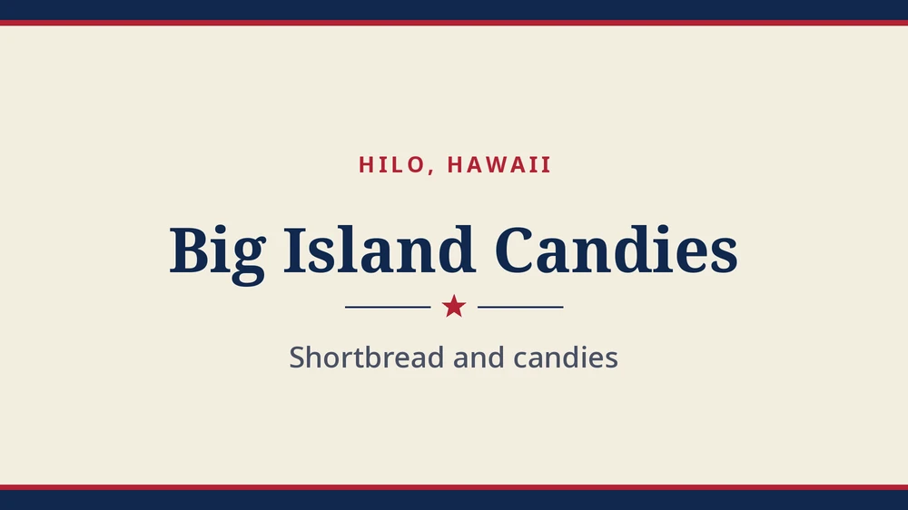 Title card: Big Island Candies, Hilo, Hawaii (no product photo yet)