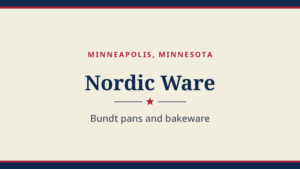 Title card: Nordic Ware, Minneapolis, MN (no product photo yet)